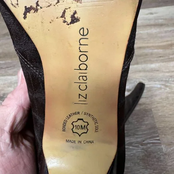 Liz claiborne Labrynth Brown Crocodile pattern Stretch Bootie Women's Size 10 - Picture 5 of 6